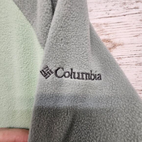 Columbia Quarter Zip Fleece Pullover Sweatshirt Size Lg Mint/Sage Green Two Tone - Picture 3 of 7